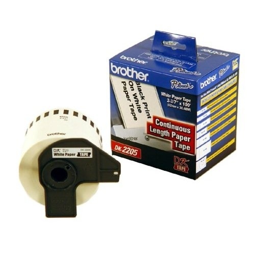 Brother Etiquetas de Papel Continuo DK2205 Negro sobre Blanco, 62mm x 30.4m Oficina Brother