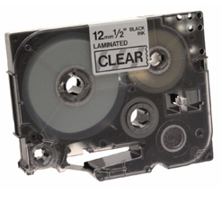 CINTA NEGRO SOBRE TRANSPARENTE 12MM X 8M Suministros POS Retail / Auto ID Brother