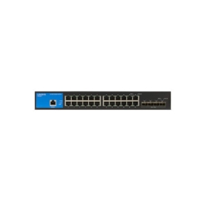 Switch Linksys Gigabit Ethernet LGS328C, 24 Puertos 10/100/1000 + 4 Puertos 10G SFP+, 128Gbit/s, 16.000 Entradas - Administrable Switches / Hubs Linksys