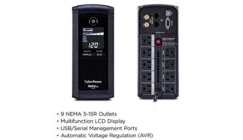 NOBREAK UPS CYBERPOWER CP1000 1000VA/600W LCD AVR.MINITORRE.COA Equipamiento de Energía CyberPower - Image 3