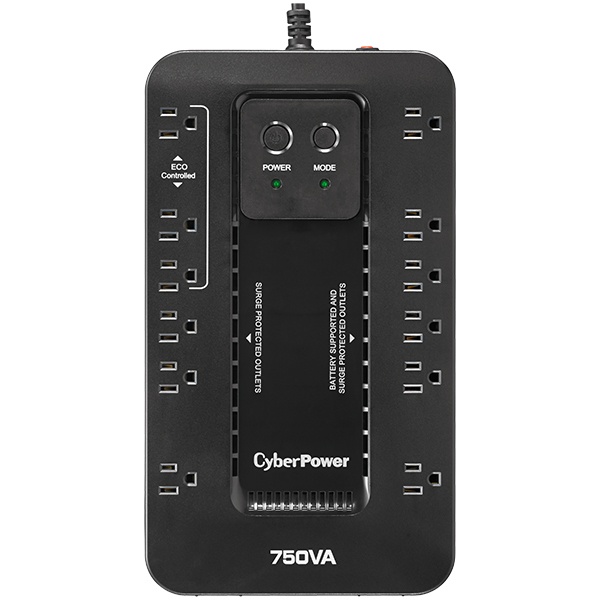 NOBREAK UPS CYBERPOWER EC750 750VA/450W.ECO.STANDBY.12CONT.RJ11/ Equipamiento de Energía CyberPower - Image 4