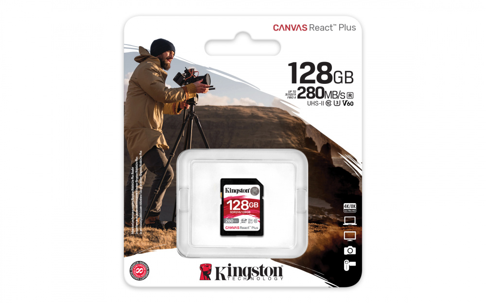 Memoria Flash Kingston Canvas React Plus V60, 128GB, SDXC UHS-II Clase 10 Memorias Flash KINGSTON PP FLASH - Image 3