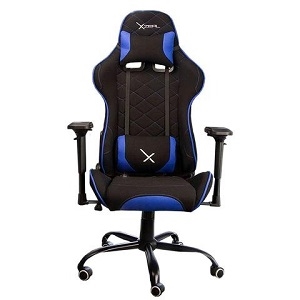 Silla Gamer Xzeal XZ25, hasta 150Kg, Negro/Azul A/180 GRADOS/SOPORTE LUMBAR/SUPER