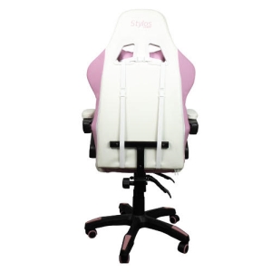 SILLA STYLOS GAMER BLANCO/ROSA/ PVC/AJUSTABLE/ACERO/145GRADOS/ R115 - Image 2
