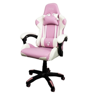 SILLA STYLOS GAMER BLANCO/ROSA/ PVC/AJUSTABLE/ACERO/145GRADOS/ R115 - Image 3